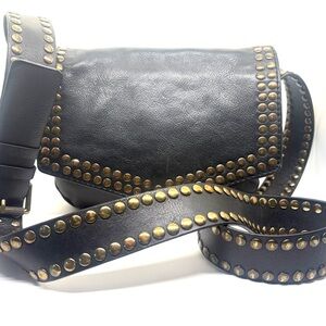 Black Studded Leather Crossbody Bag